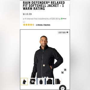 NWT Carhartt Rain Defender